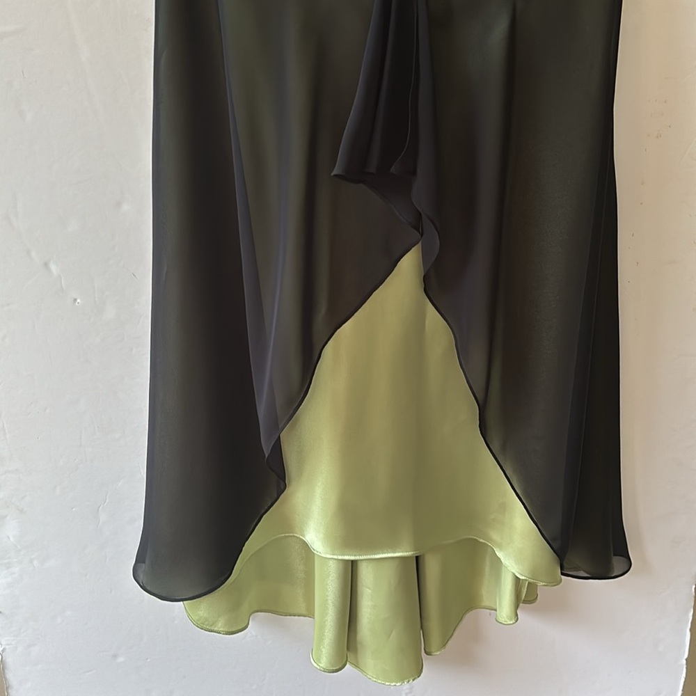 Vintage y2k Halter Dress Black Green Betsey Johnson Whimsy Goth Fairy Mini Bias - Picture 16 of 17